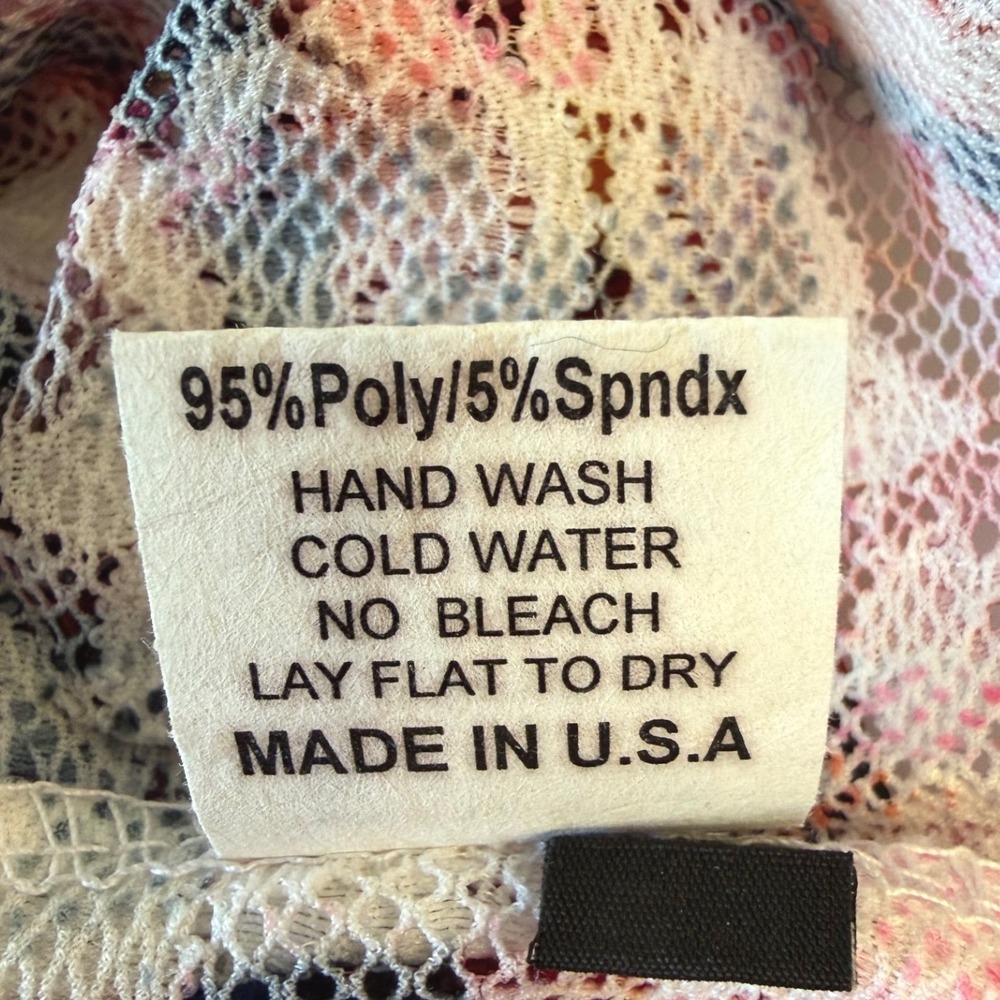 David Cline W Stained Glass Floral Lace 3/4 Sleeve Top Multi Color Rose Print PM - Picture 6 of 8